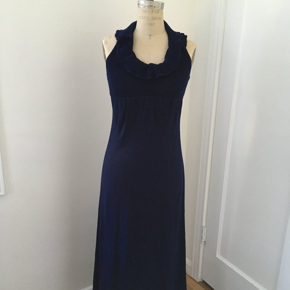 Vintage 1970s wool halter long maxi dress size S